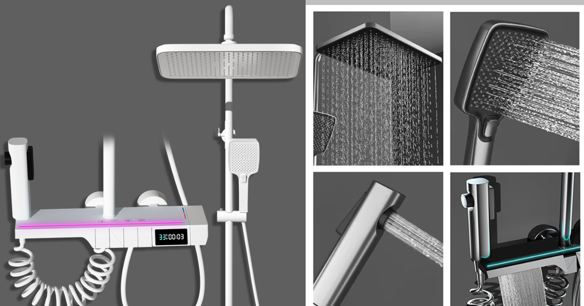 White Bathroom Rain Shower System